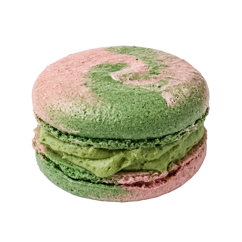 macaron strawberry-matcha